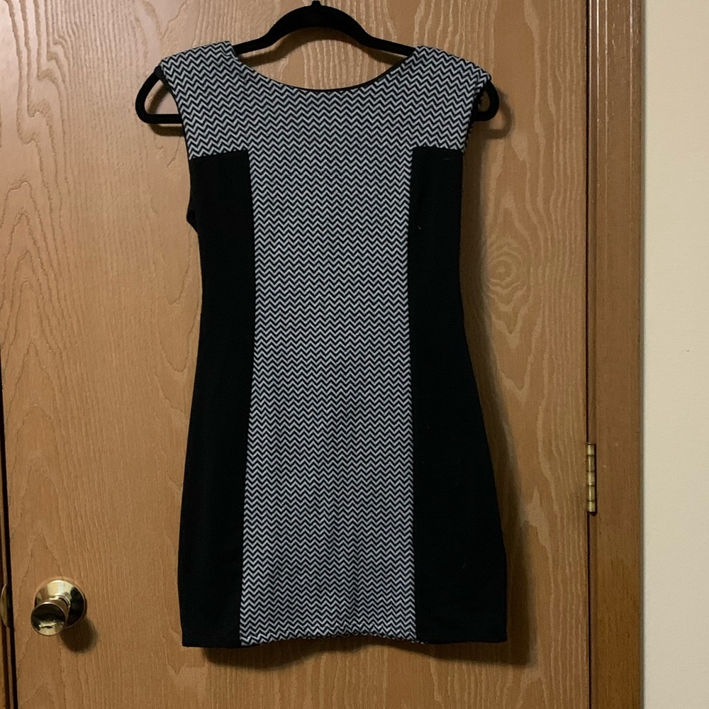 Black and white chevron dress